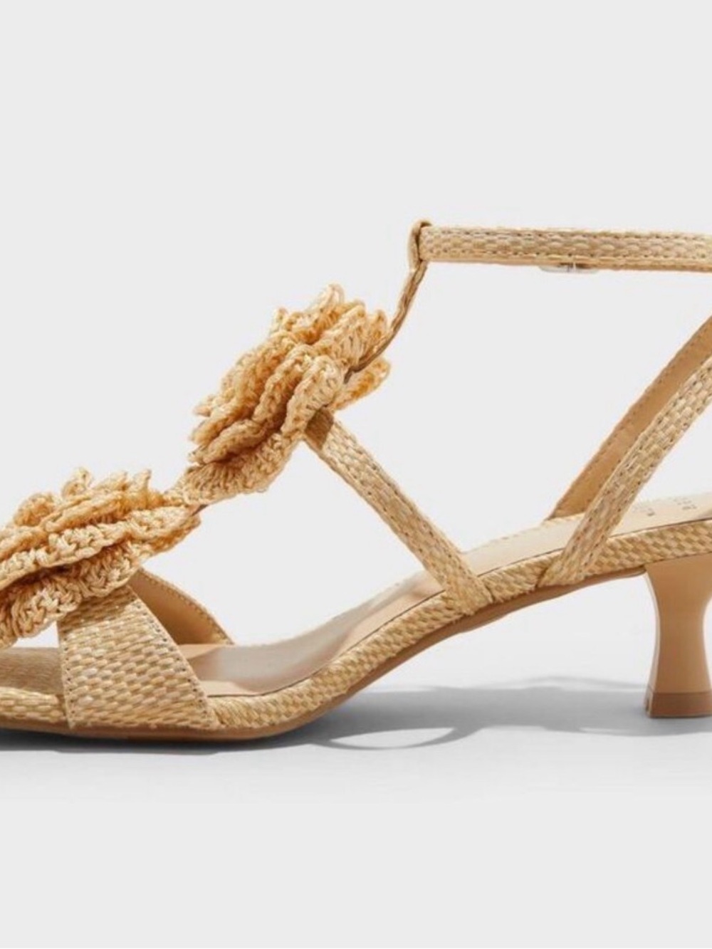 A New Day ESME Beige Crochet Floral Low Heel Sandals - Picture 2 of 4
